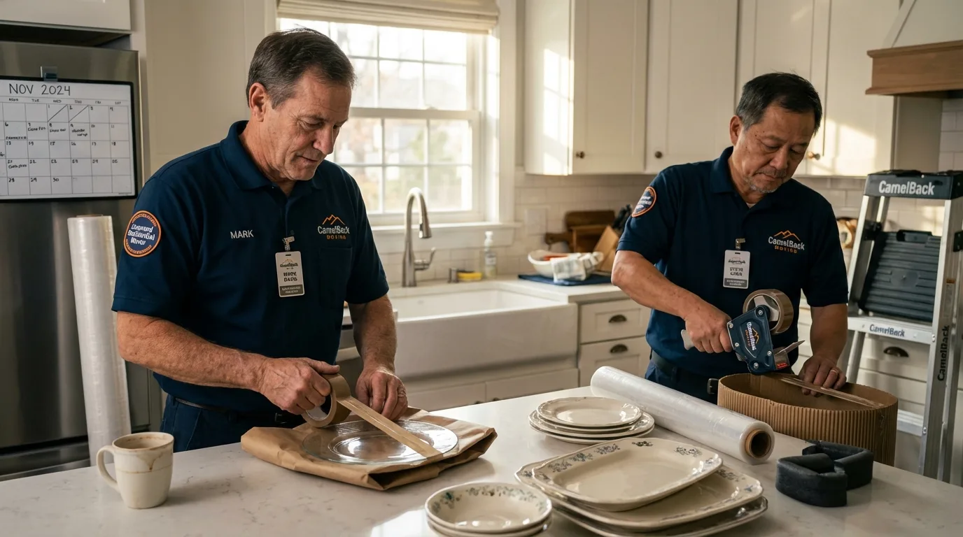 Professional crew packing kitchen dishware in Leonardtown, MD